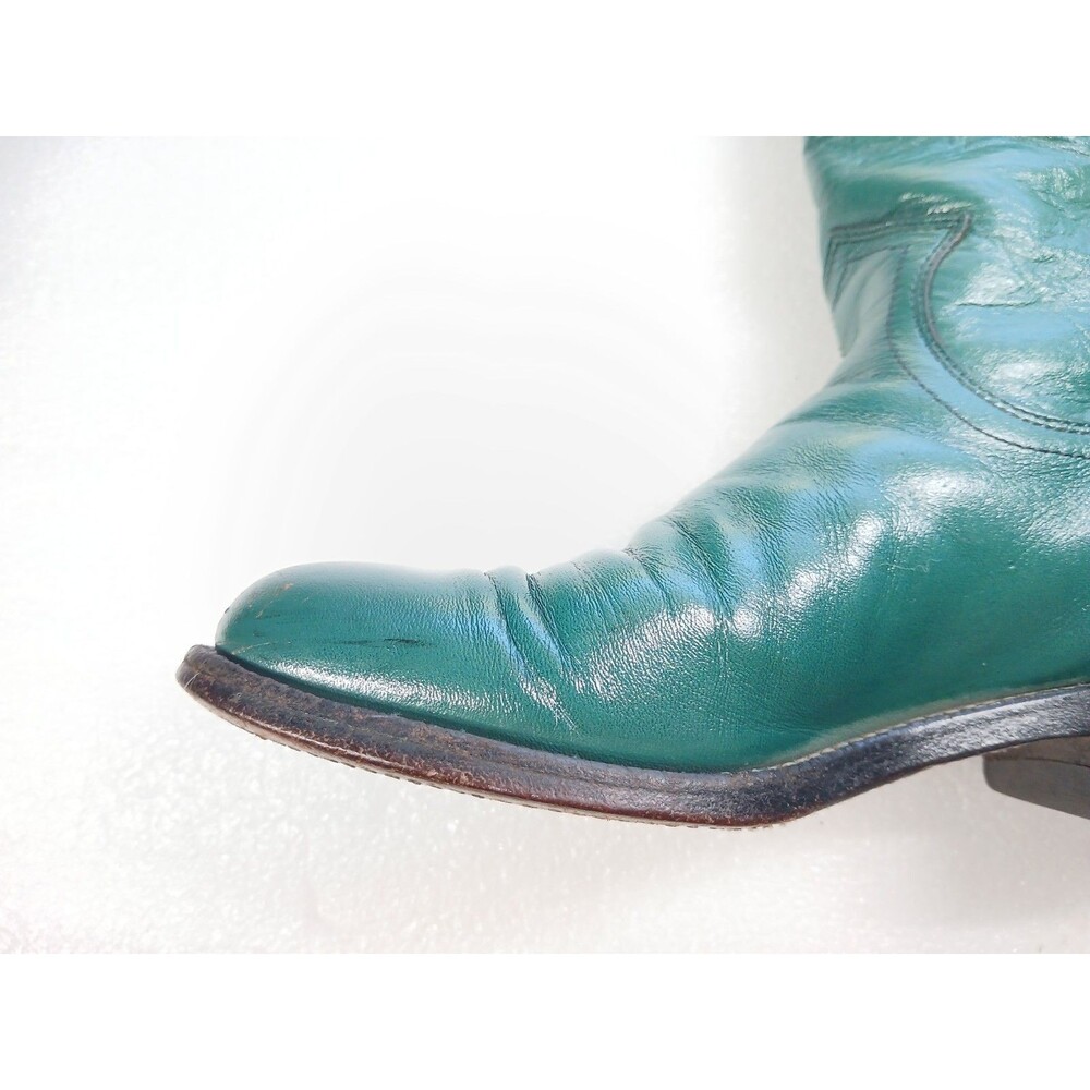 Justin Women's Green Leather Cowboy Boots – Size 4.5 – Made in USA - Picture 5 of 16